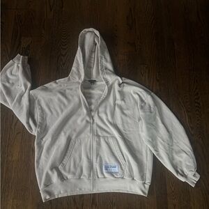 Cream Boohoo Zip-Up Hoodie